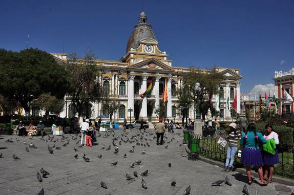A majestosa Plaza Murillo, em La Paz, capital da Bolívia